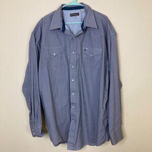 Stetson Mens Western Pearl Snap Shirt 3XL Gray White Geometric Pattern Cotton